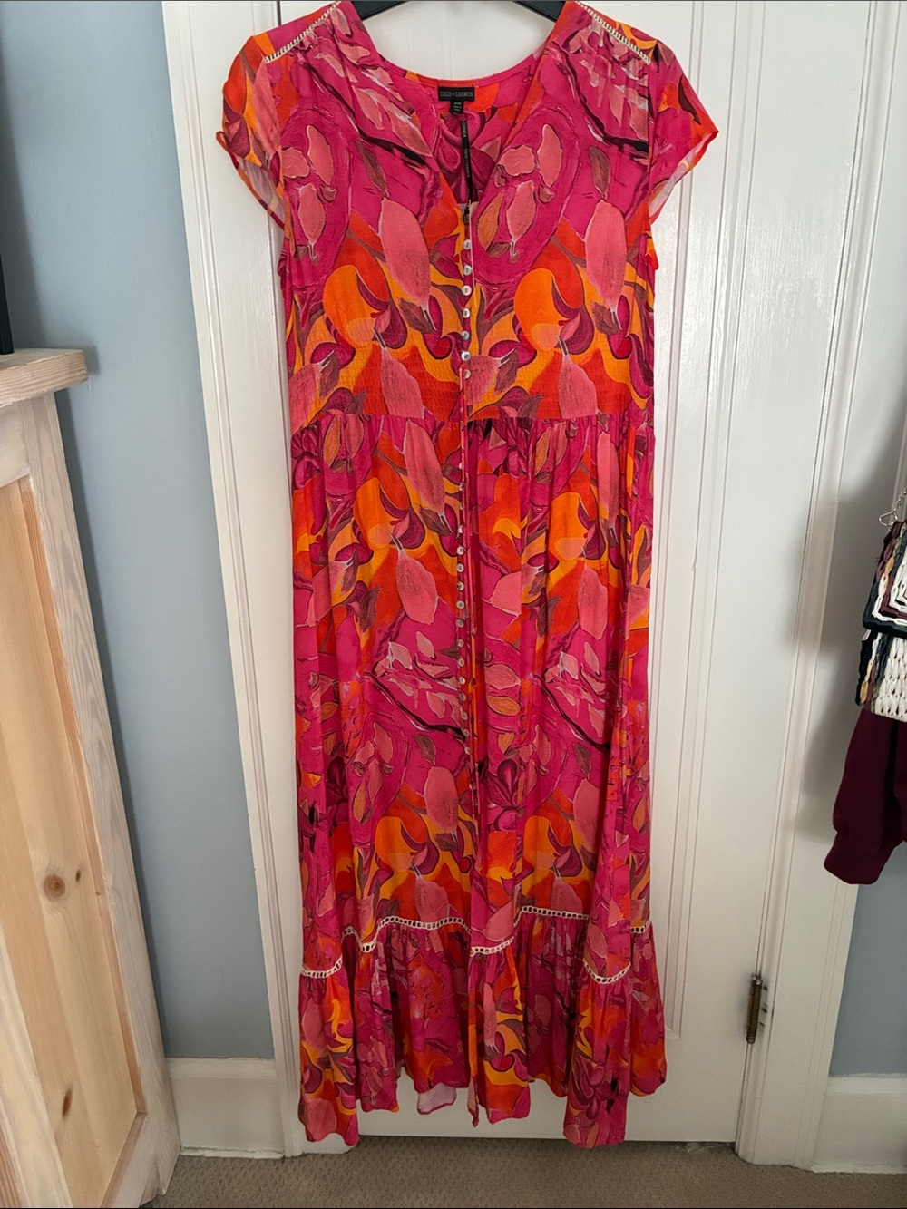Coco + Carmen Pink & Orange Abstract Floral Maxi Dress